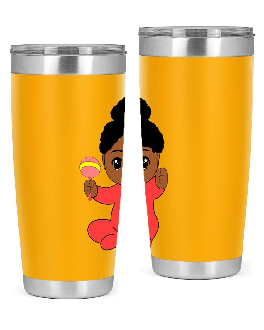 Black Baby Style 4# Tumbler showcasing double wall vacuum stainless steel design with a sleek black finish.
