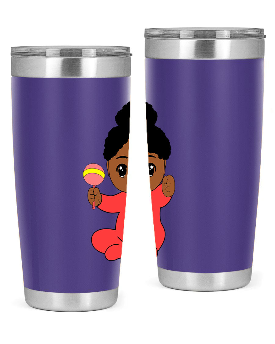 Black Baby Style 4# Tumbler showcasing double wall vacuum stainless steel design with a sleek black finish.