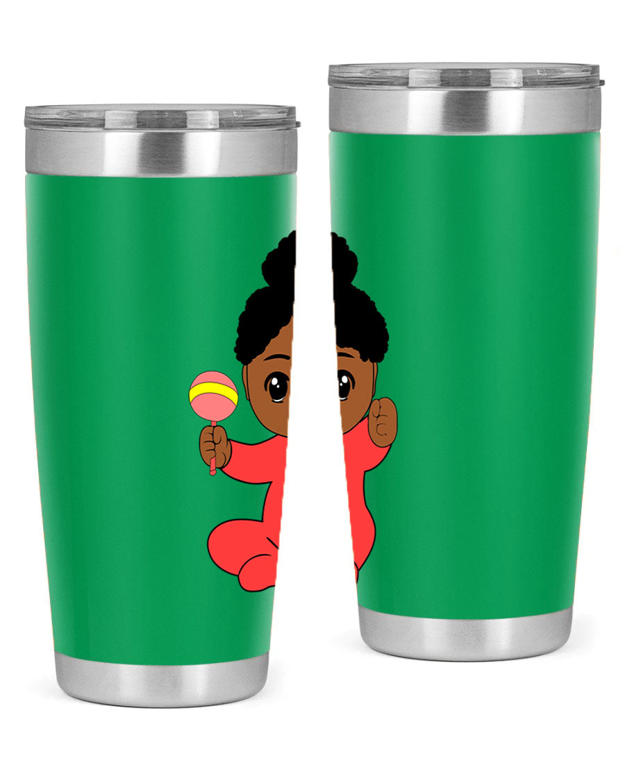Black Baby Style 4# Tumbler showcasing double wall vacuum stainless steel design with a sleek black finish.