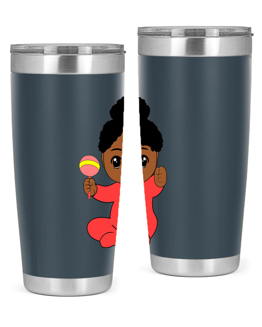 Black Baby Style 4# Tumbler showcasing double wall vacuum stainless steel design with a sleek black finish.