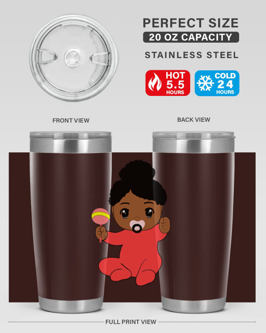 Black Baby Style 4# Tumbler showcasing double wall vacuum stainless steel design with a sleek black finish.