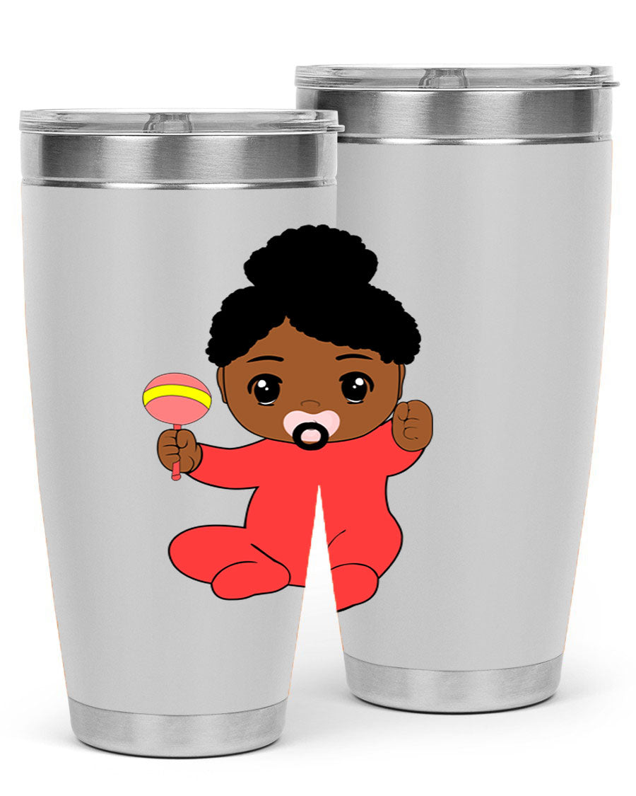 Black Baby Style 4# Tumbler showcasing double wall vacuum stainless steel design with a sleek black finish.