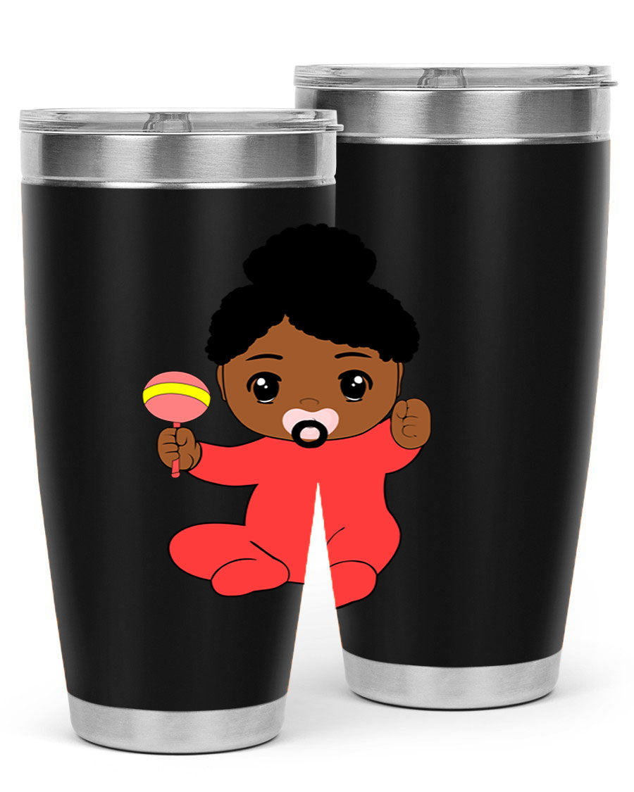Black Baby Style 4# Tumbler showcasing double wall vacuum stainless steel design with a sleek black finish.