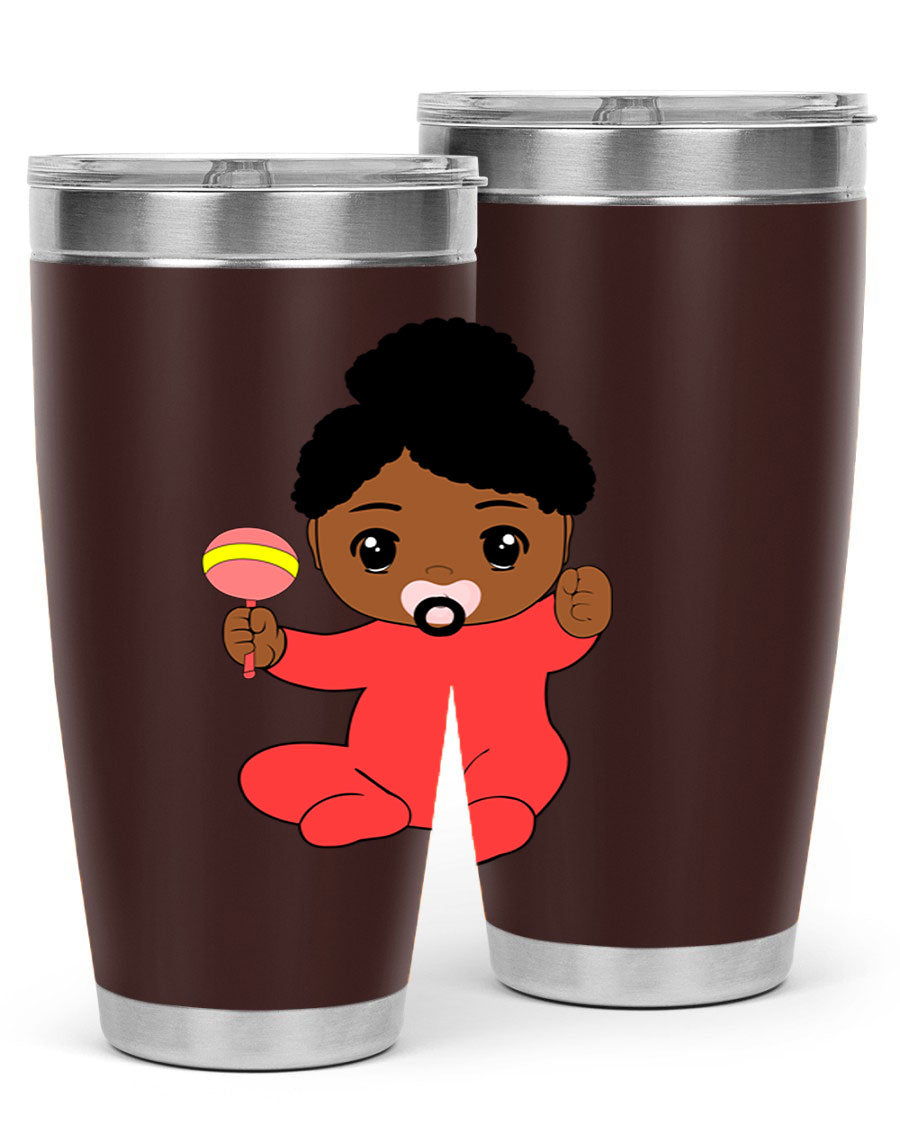 Black Baby Style 4# Tumbler showcasing double wall vacuum stainless steel design with a sleek black finish.