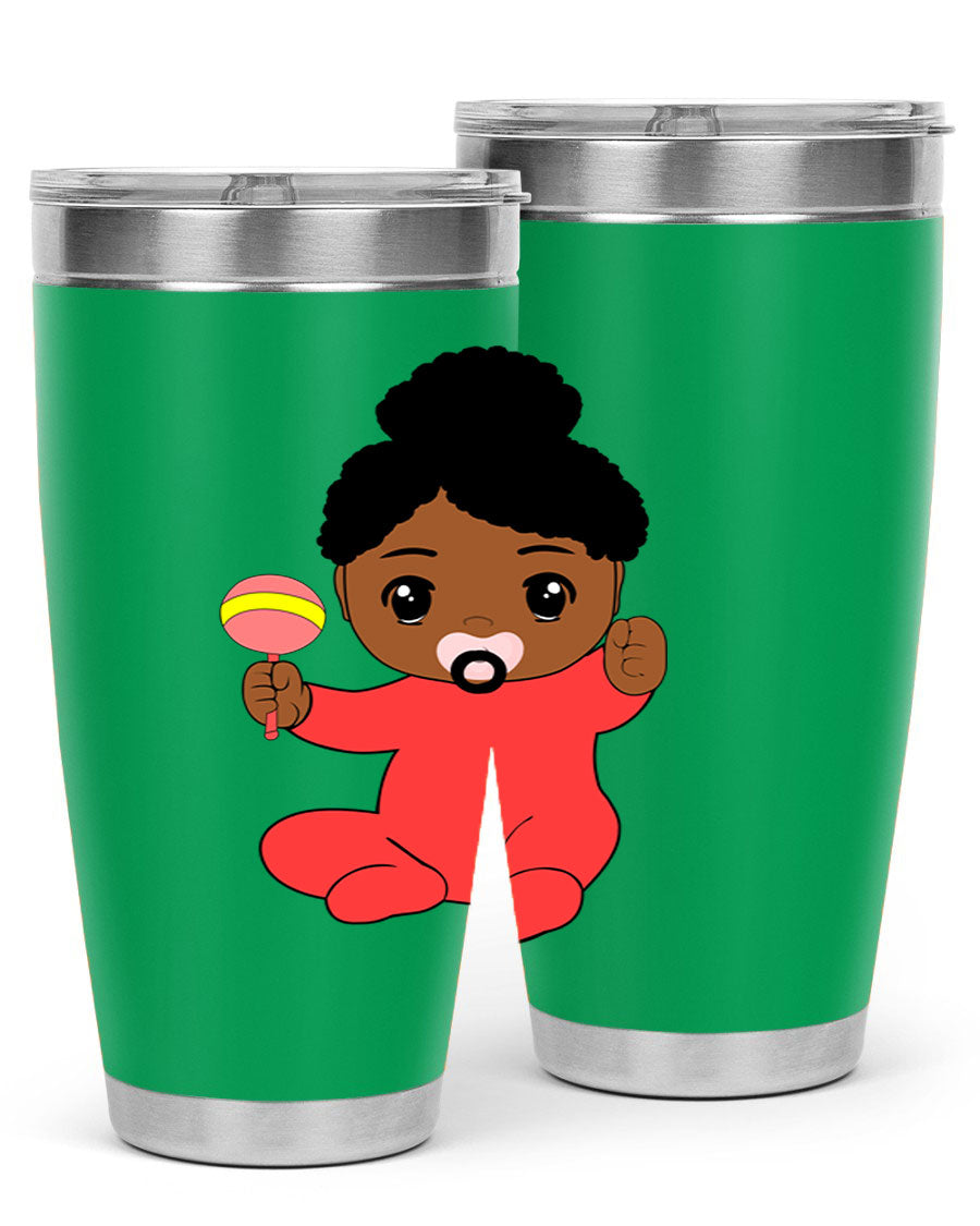 Black Baby Style 4# Tumbler showcasing double wall vacuum stainless steel design with a sleek black finish.