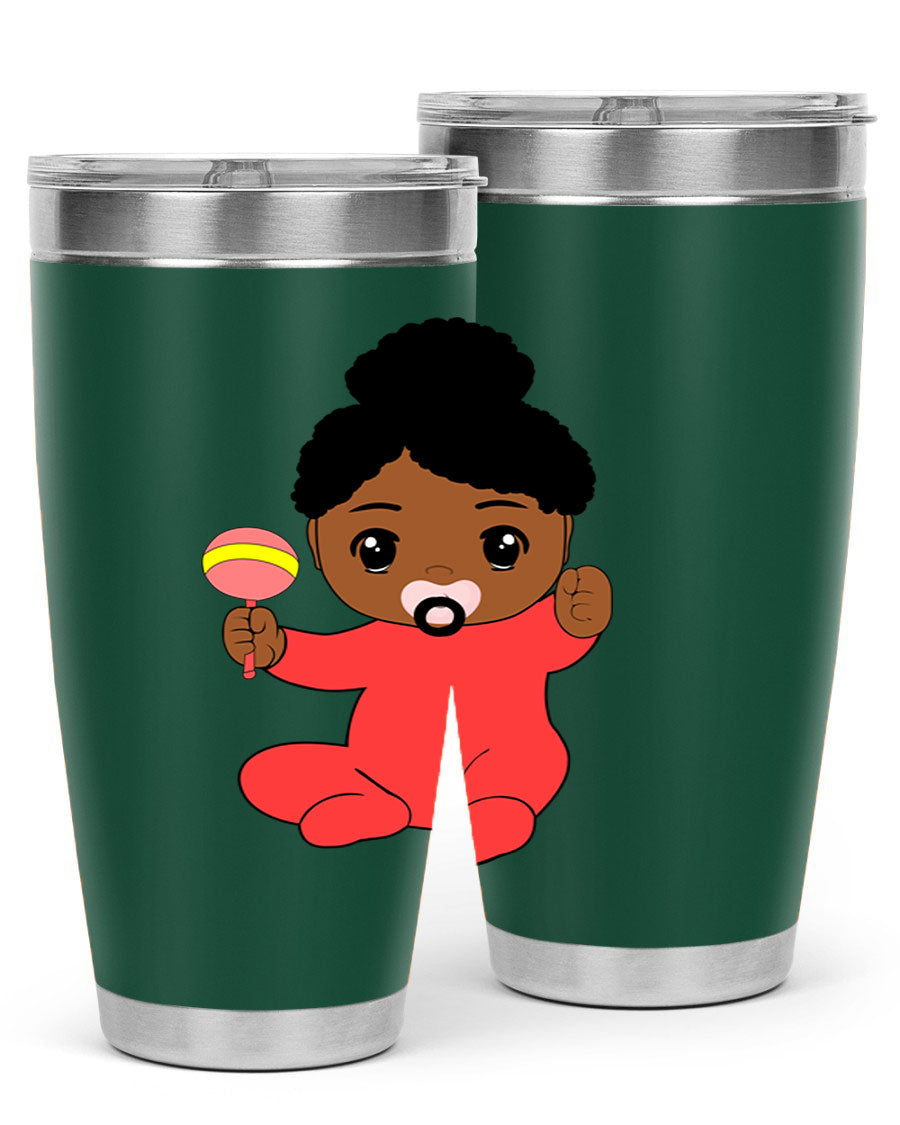 Black Baby Style 4# Tumbler showcasing double wall vacuum stainless steel design with a sleek black finish.