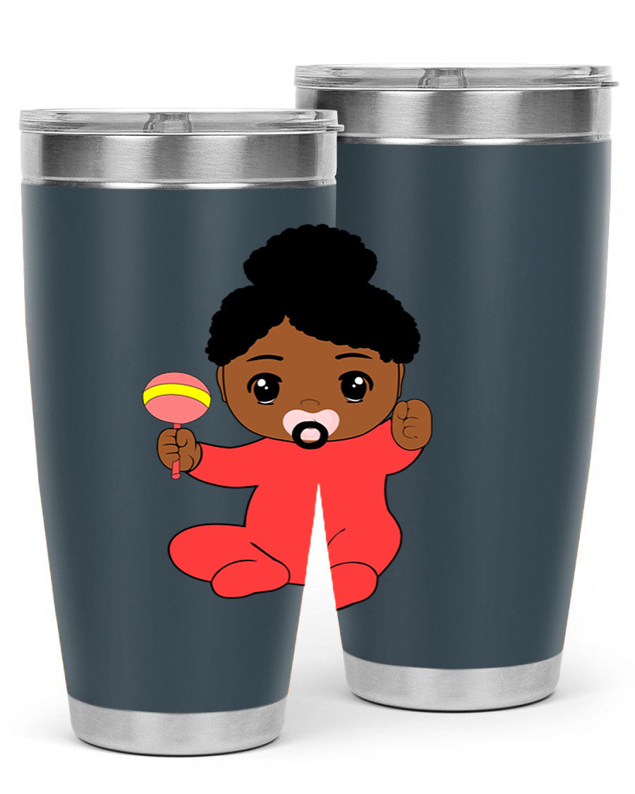 Black Baby Style 4# Tumbler showcasing double wall vacuum stainless steel design with a sleek black finish.