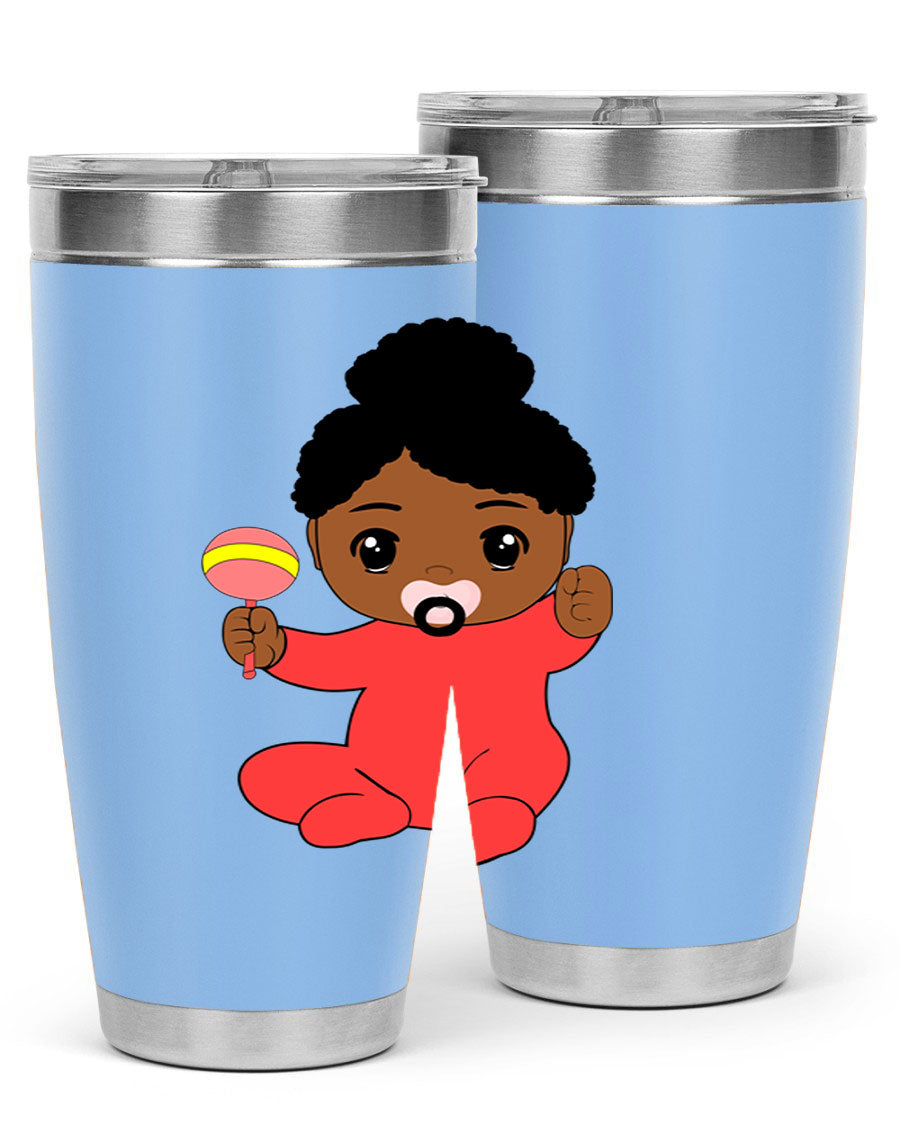 Black Baby Style 4# Tumbler showcasing double wall vacuum stainless steel design with a sleek black finish.