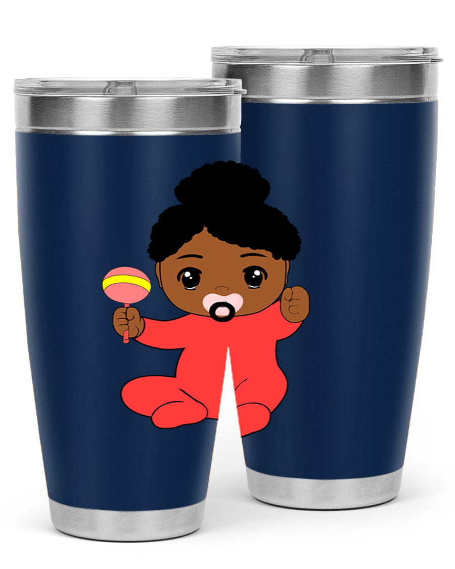 Black Baby Style 4# Tumbler showcasing double wall vacuum stainless steel design with a sleek black finish.