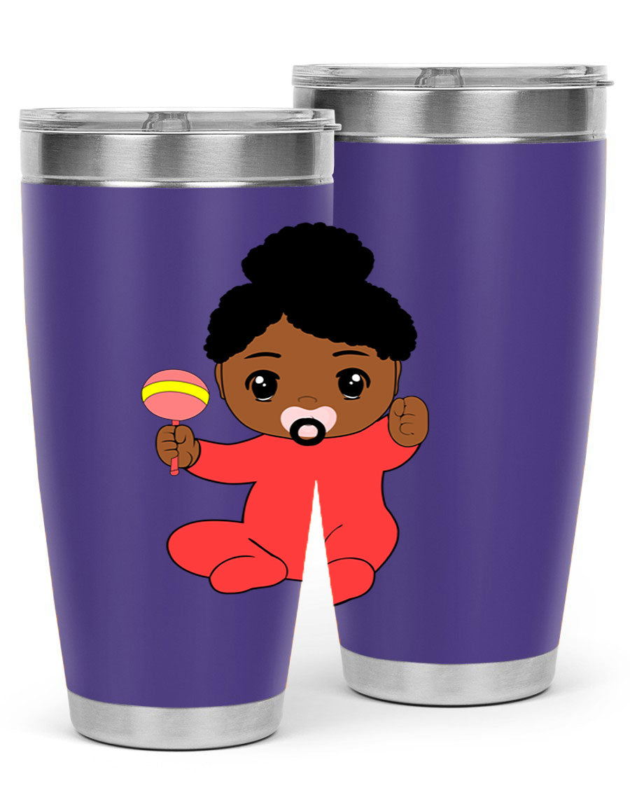 Black Baby Style 4# Tumbler showcasing double wall vacuum stainless steel design with a sleek black finish.