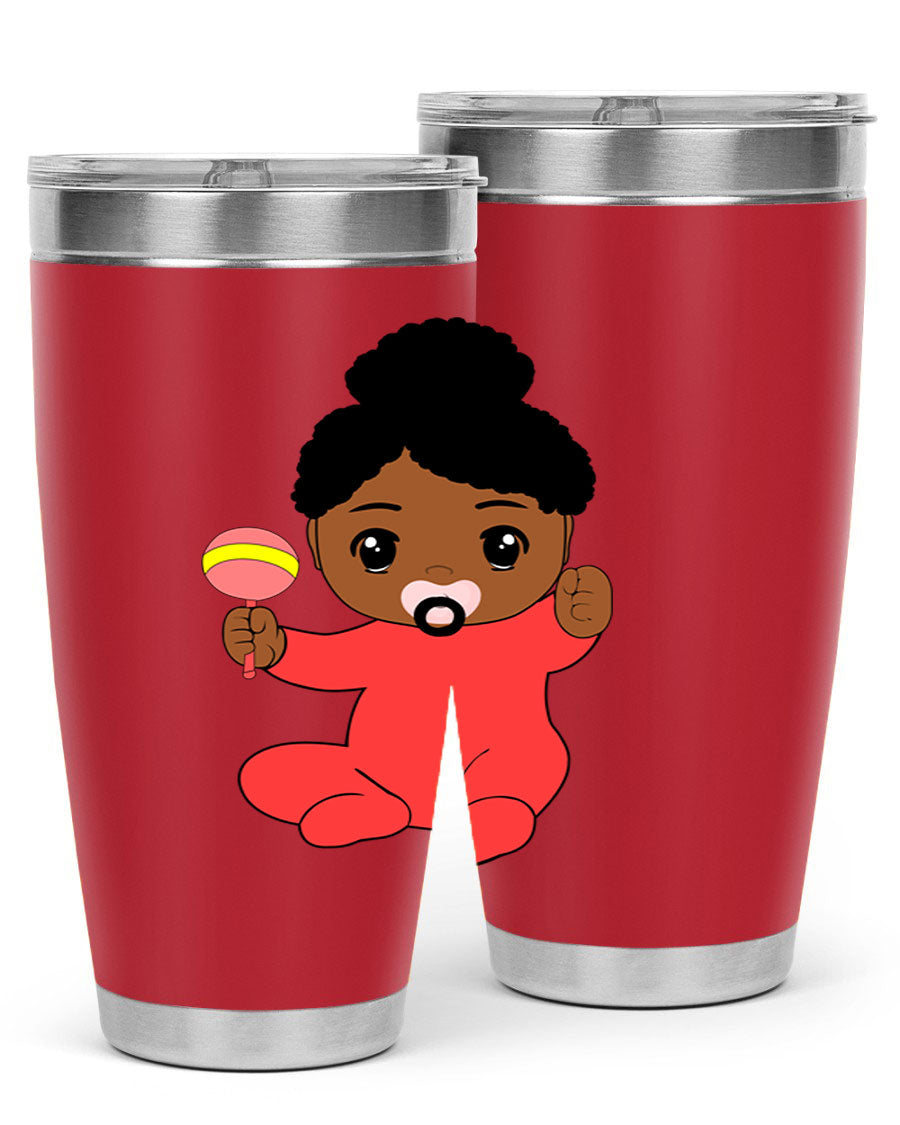 Black Baby Style 4# Tumbler showcasing double wall vacuum stainless steel design with a sleek black finish.