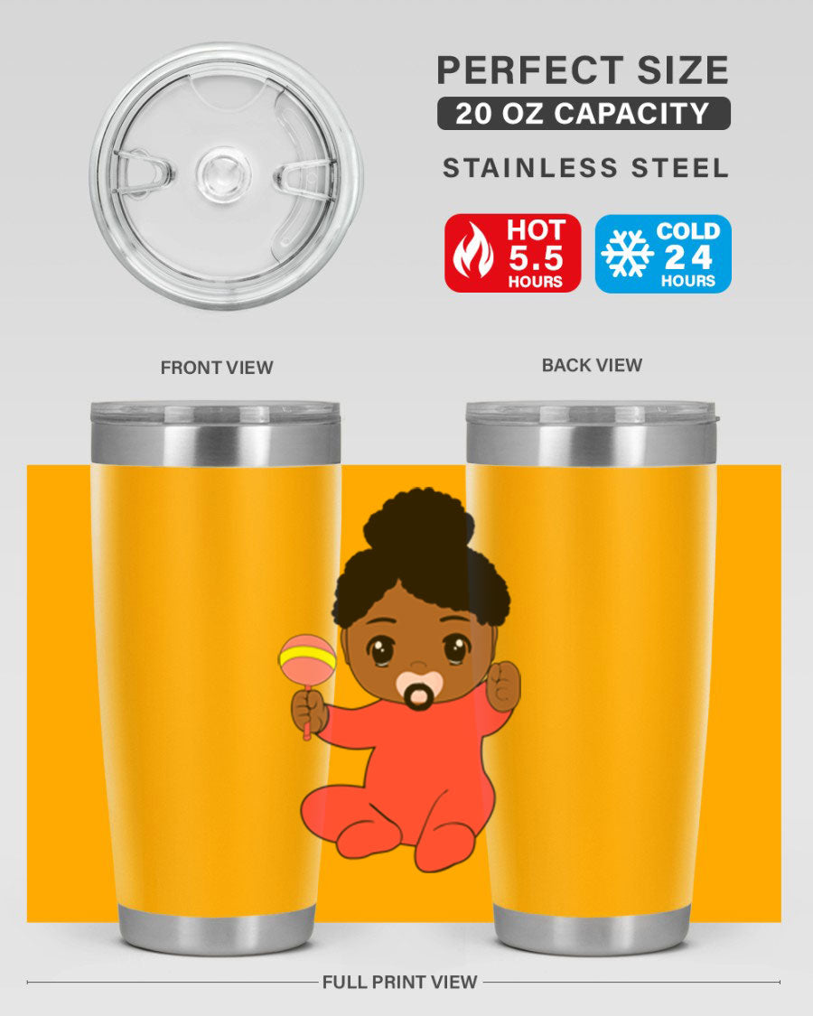 Black Baby Style 4# Tumbler showcasing double wall vacuum stainless steel design with a sleek black finish.