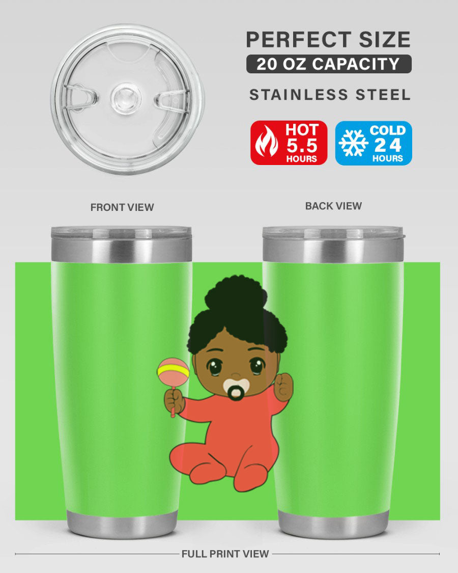 Black Baby Style 4# Tumbler showcasing double wall vacuum stainless steel design with a sleek black finish.
