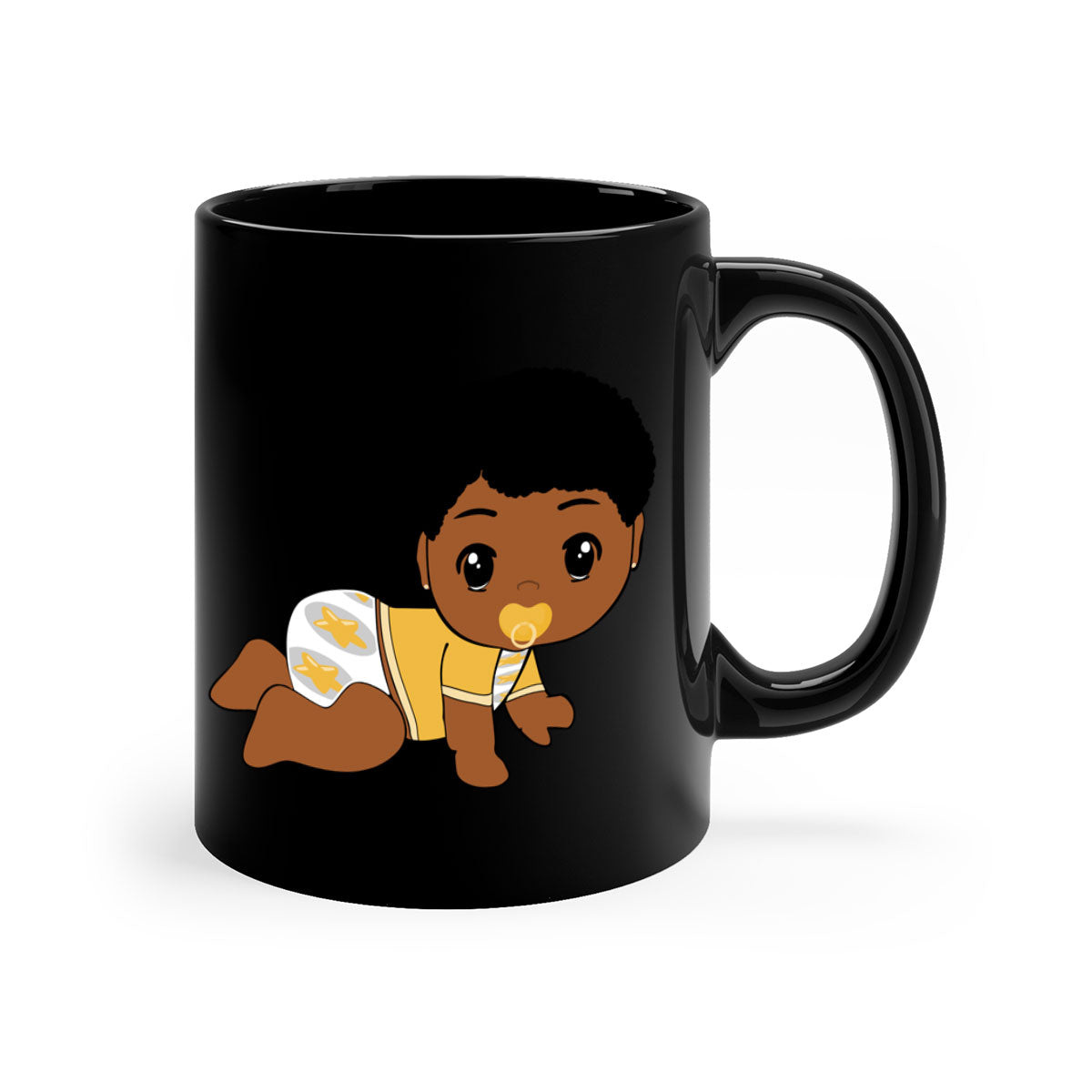 Black Baby Style 7# Mug featuring a glossy finish with a colored handle and interior, available in multiple colors.
