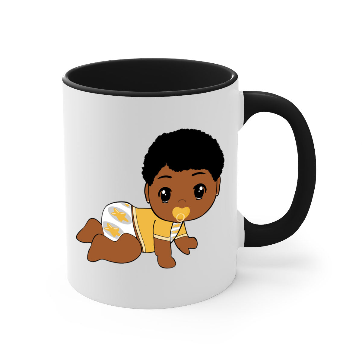 Black Baby Style 7# Mug featuring a glossy finish with a colored handle and interior, available in multiple colors.