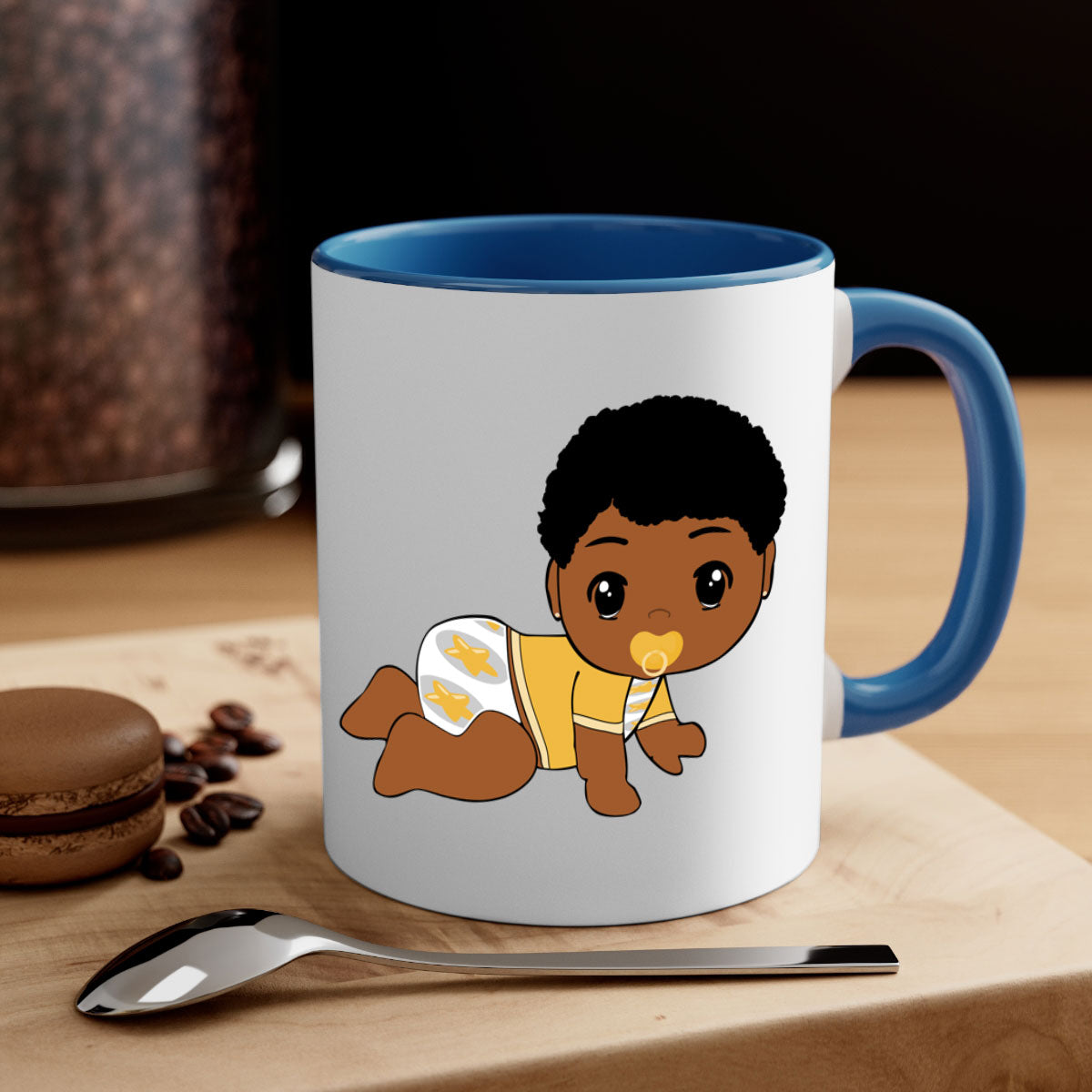 Black Baby Style 7# Mug featuring a glossy finish with a colored handle and interior, available in multiple colors.