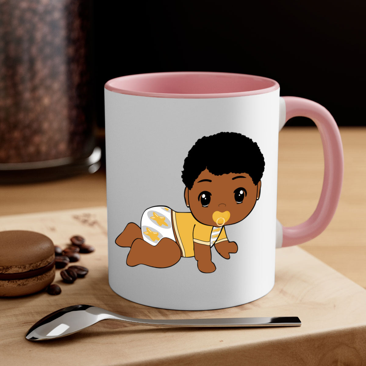 Black Baby Style 7# Mug featuring a glossy finish with a colored handle and interior, available in multiple colors.