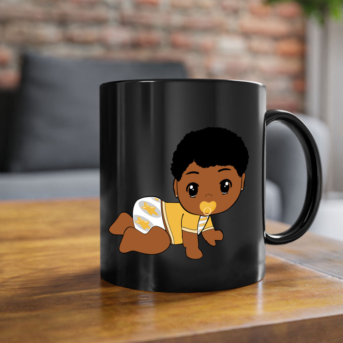 Black Baby Style 7# Mug featuring a glossy finish with a colored handle and interior, available in multiple colors.