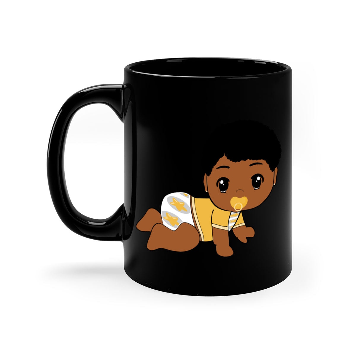 Black Baby Style 7# Mug featuring a glossy finish with a colored handle and interior, available in multiple colors.
