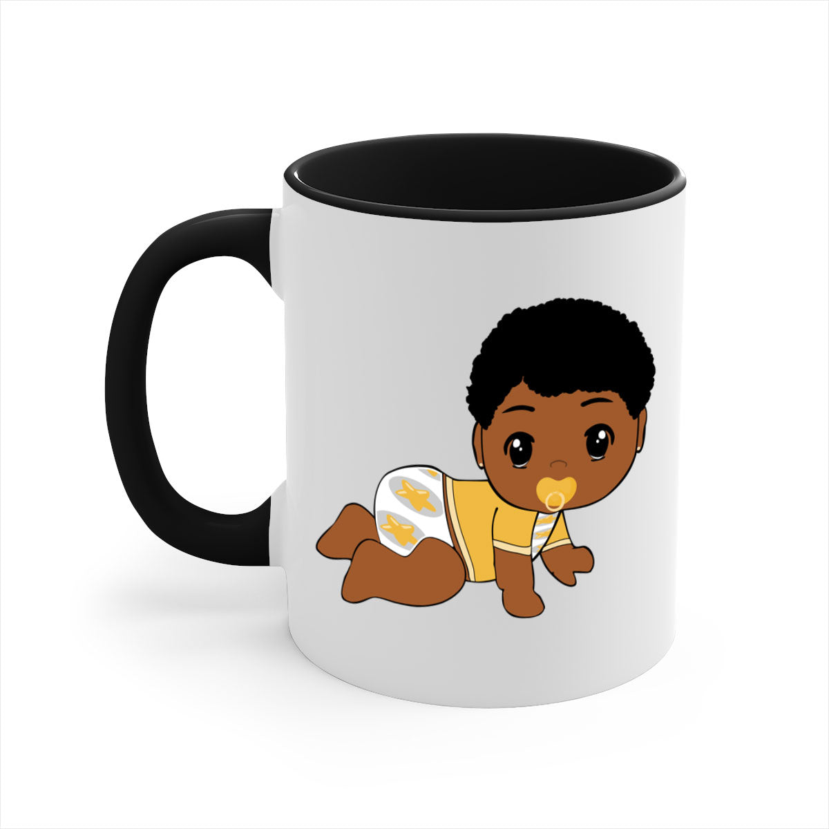 Black Baby Style 7# Mug featuring a glossy finish with a colored handle and interior, available in multiple colors.