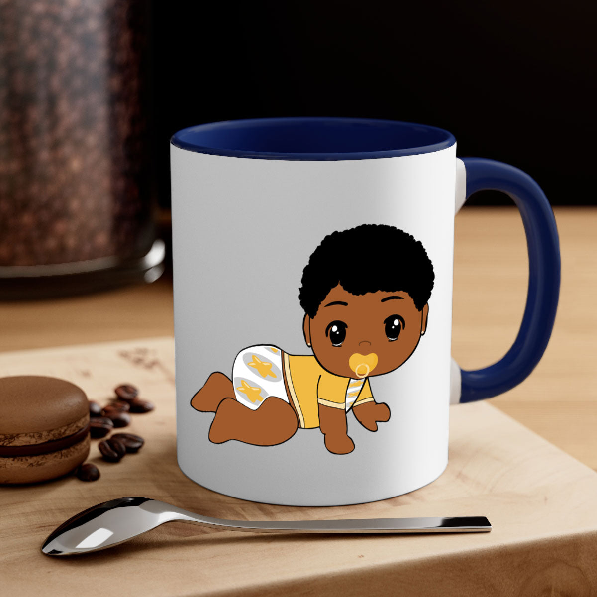 Black Baby Style 7# Mug featuring a glossy finish with a colored handle and interior, available in multiple colors.