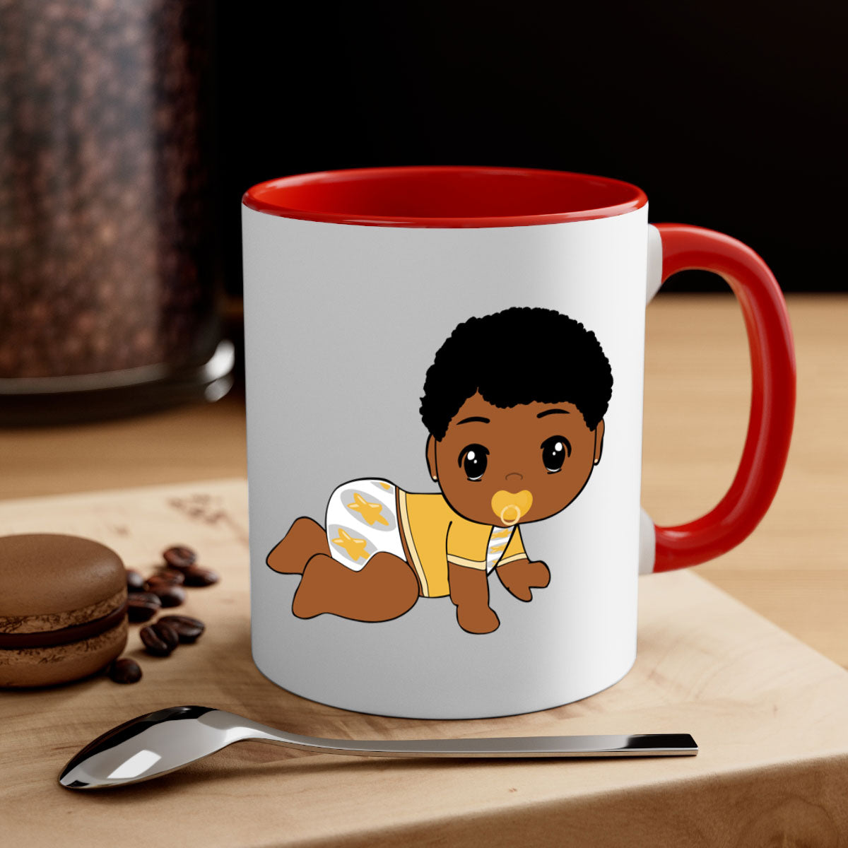 Black Baby Style 7# Mug featuring a glossy finish with a colored handle and interior, available in multiple colors.