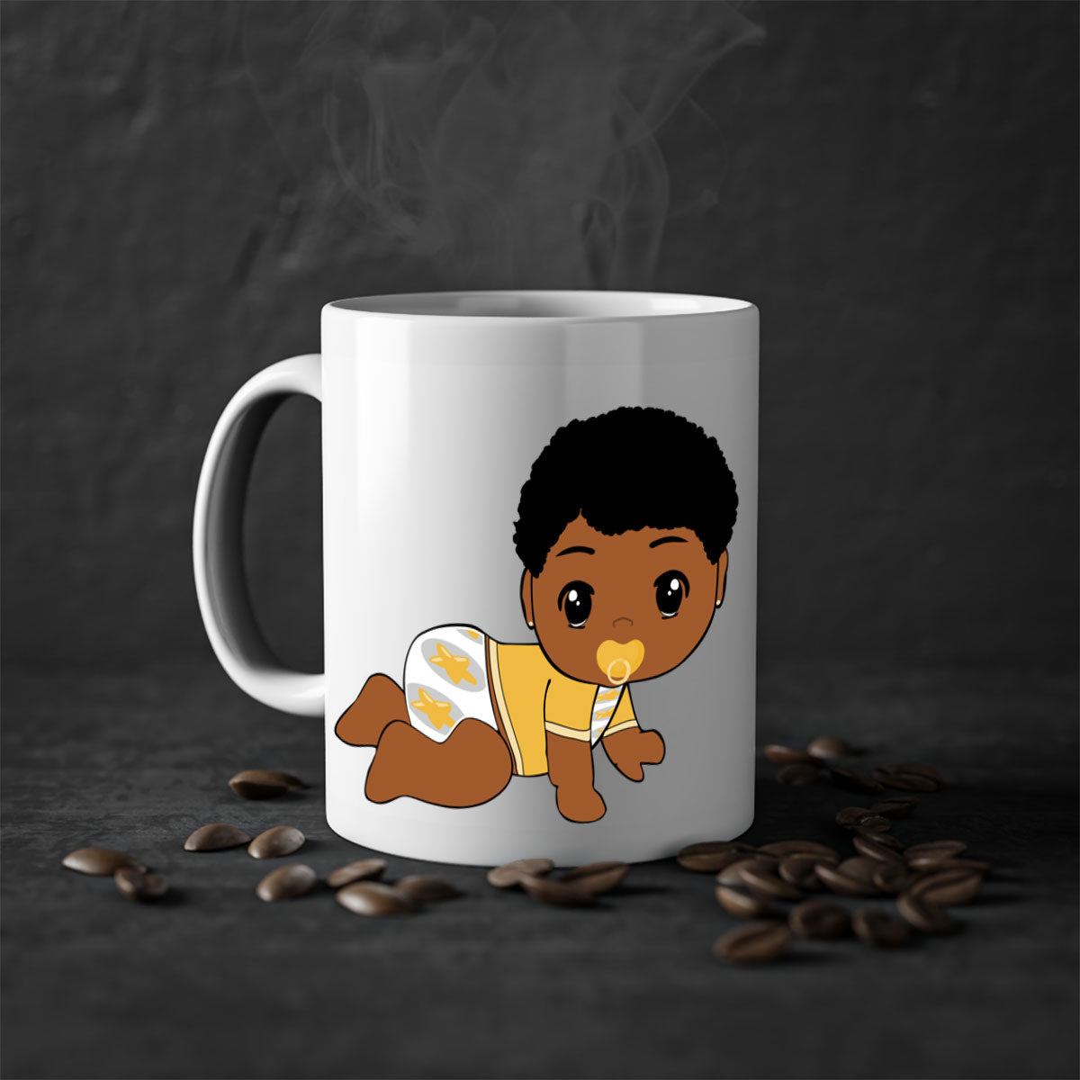 Black Baby Style 7# Mug featuring a glossy finish with a colored handle and interior, available in multiple colors.
