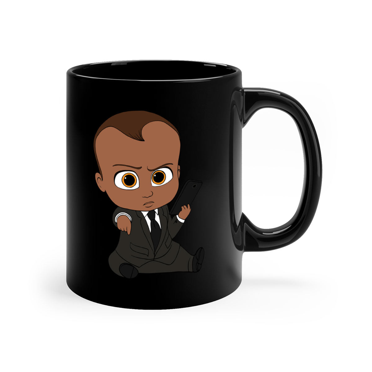 Black boy 11# Mug featuring a two-tone design with a colored handle and glossy finish, available in multiple colors.