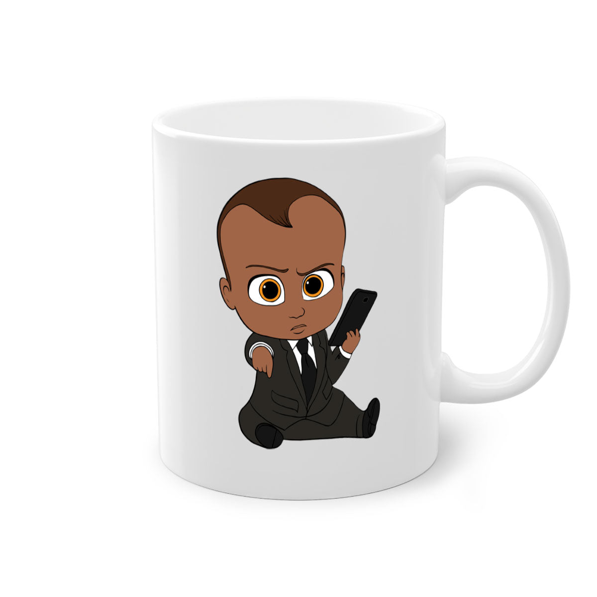 Black boy 11# Mug featuring a two-tone design with a colored handle and glossy finish, available in multiple colors.