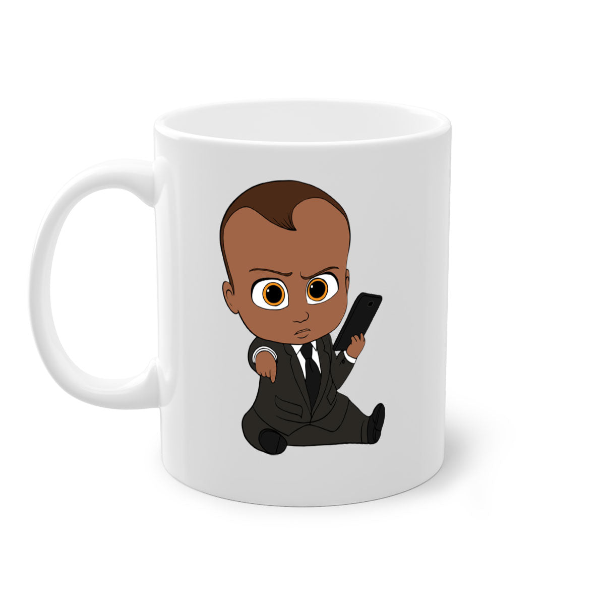 Black boy 11# Mug featuring a two-tone design with a colored handle and glossy finish, available in multiple colors.