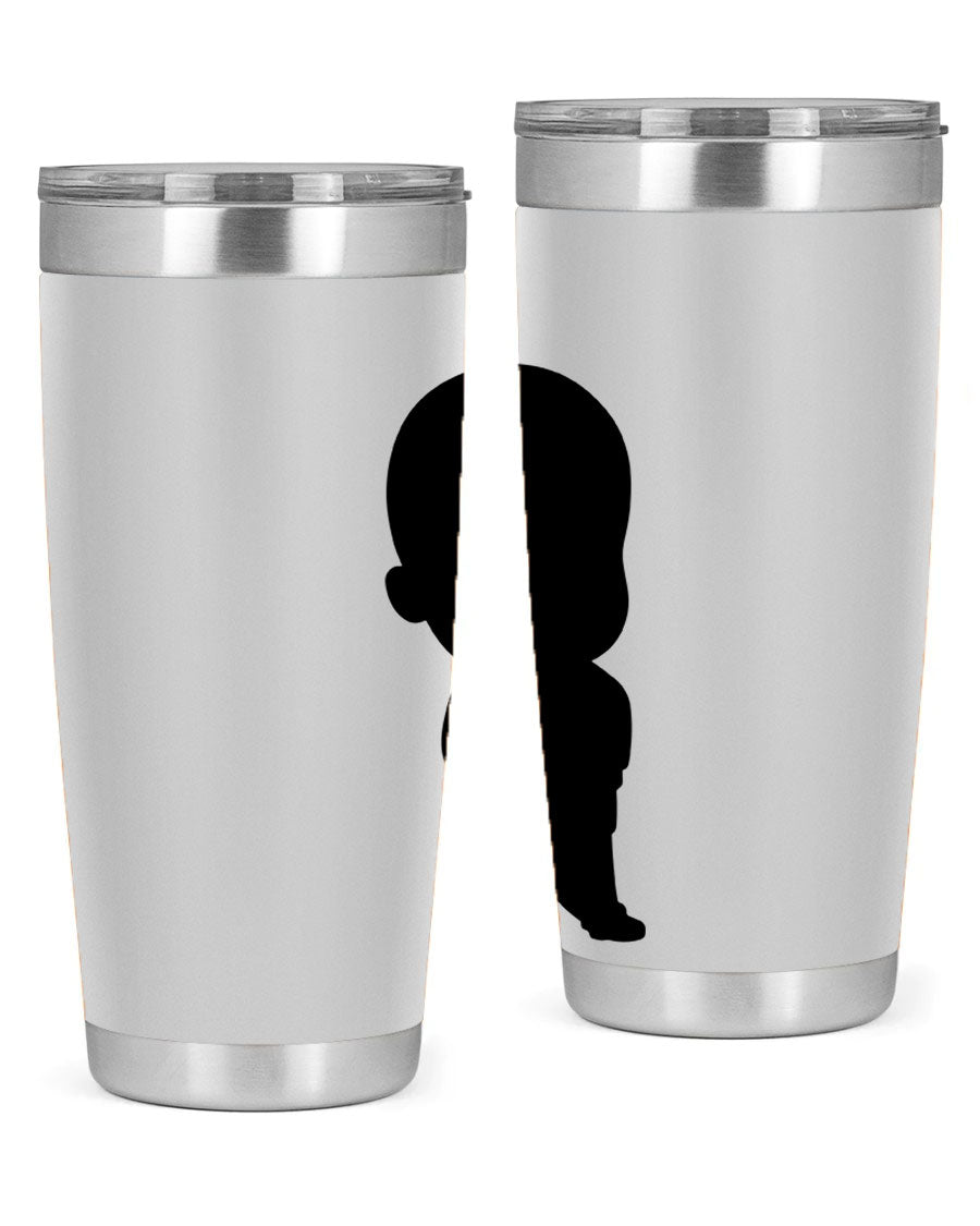 Black boy 14# tumbler, 20oz stainless steel with double wall vacuum insulation, featuring a press-in drink-thru lid.