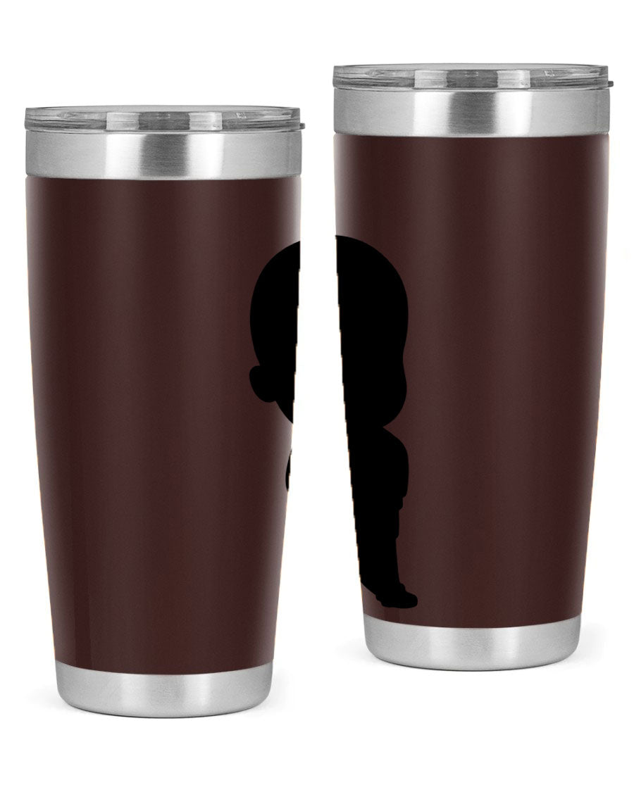 Black boy 14# tumbler, 20oz stainless steel with double wall vacuum insulation, featuring a press-in drink-thru lid.
