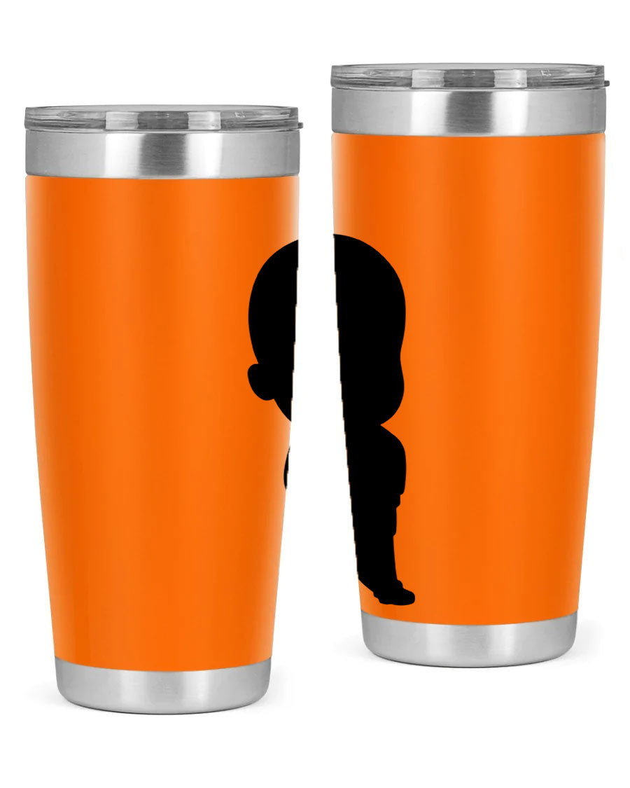 Black boy 14# tumbler, 20oz stainless steel with double wall vacuum insulation, featuring a press-in drink-thru lid.