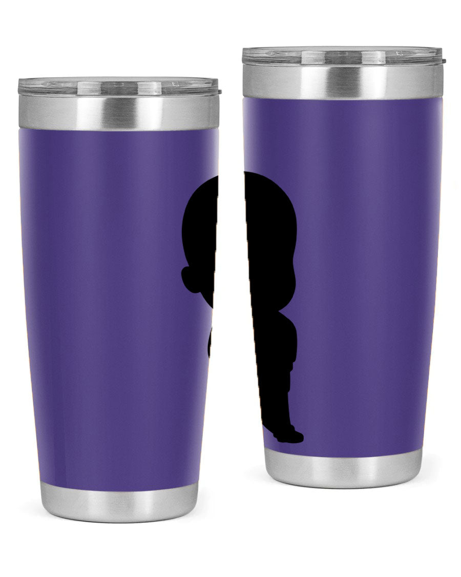 Black boy 14# tumbler, 20oz stainless steel with double wall vacuum insulation, featuring a press-in drink-thru lid.