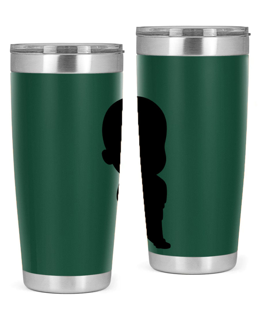 Black boy 14# tumbler, 20oz stainless steel with double wall vacuum insulation, featuring a press-in drink-thru lid.