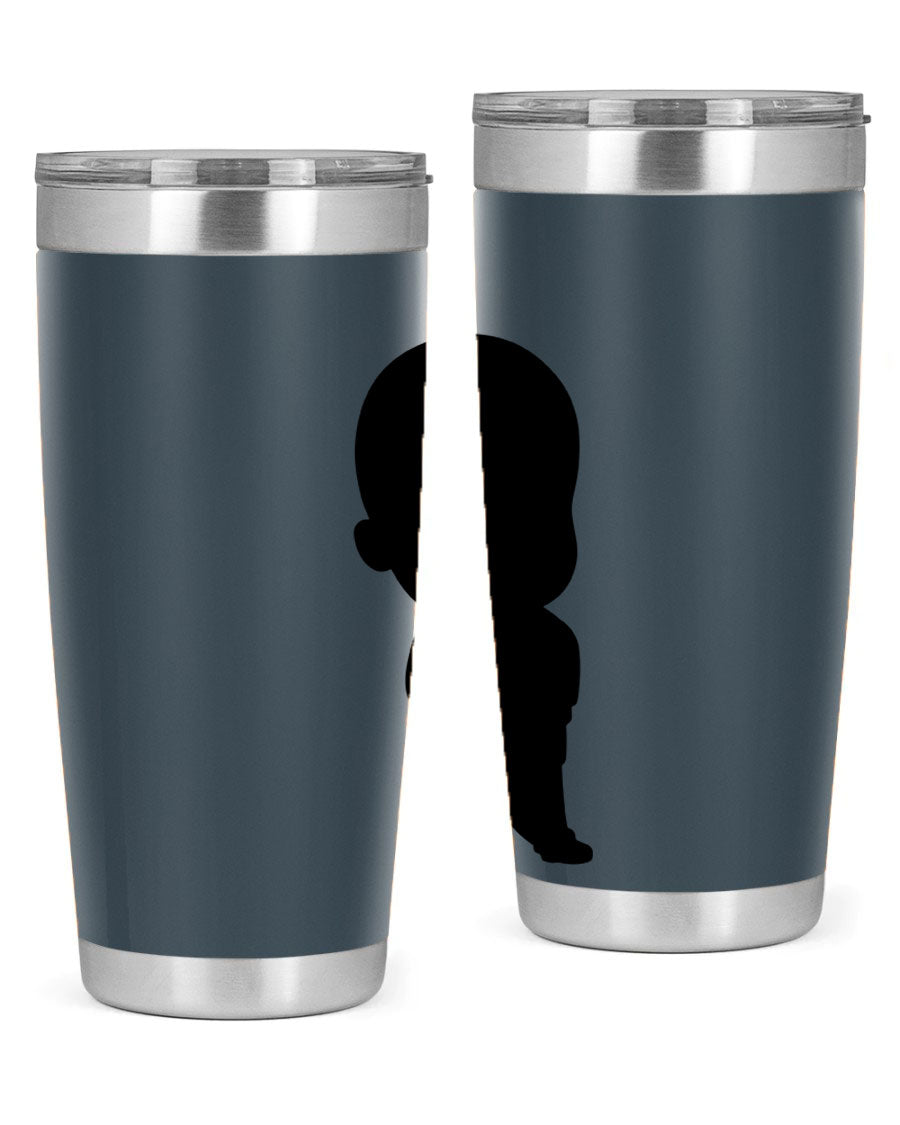 Black boy 14# tumbler, 20oz stainless steel with double wall vacuum insulation, featuring a press-in drink-thru lid.
