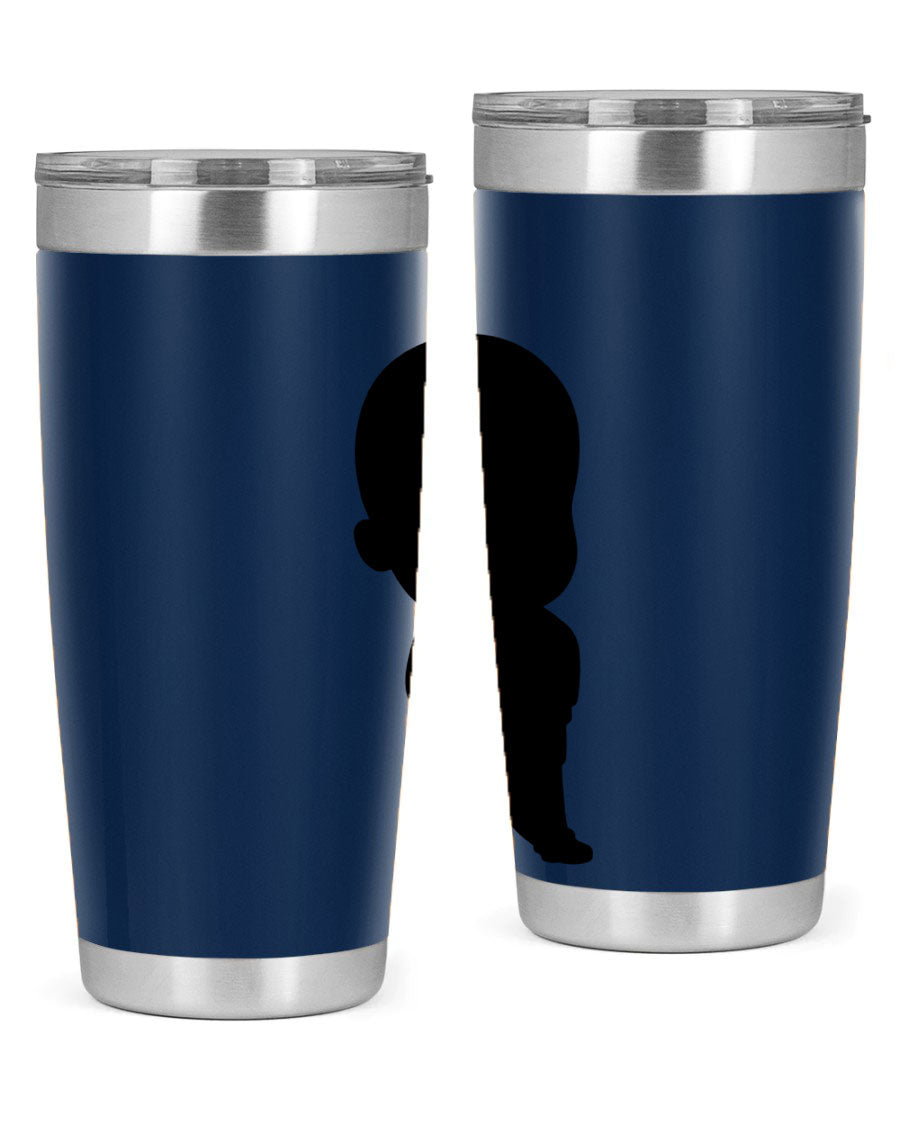 Black boy 14# tumbler, 20oz stainless steel with double wall vacuum insulation, featuring a press-in drink-thru lid.