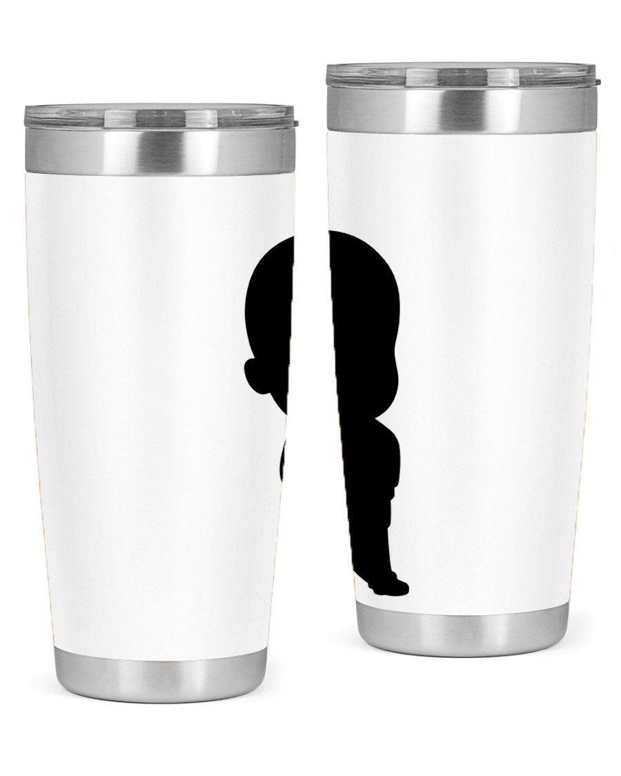 Black boy 14# tumbler, 20oz stainless steel with double wall vacuum insulation, featuring a press-in drink-thru lid.