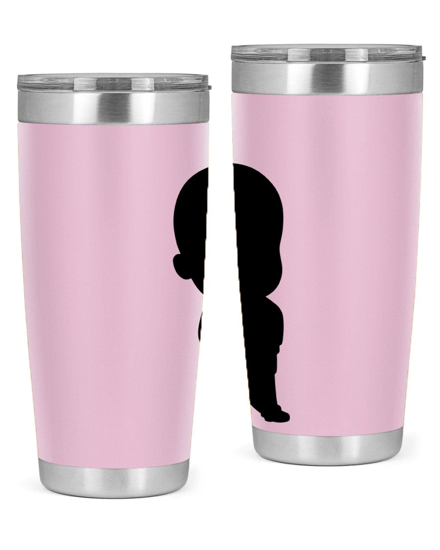 Black boy 14# tumbler, 20oz stainless steel with double wall vacuum insulation, featuring a press-in drink-thru lid.