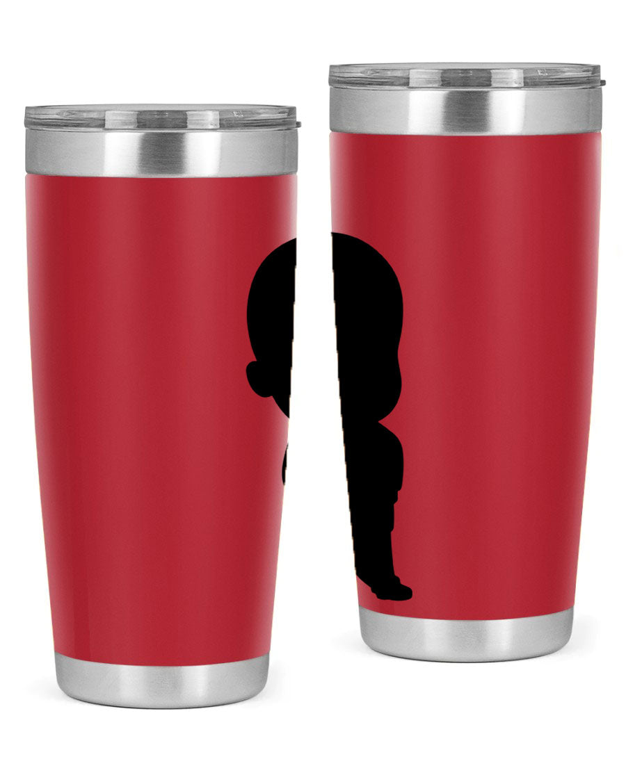 Black boy 14# tumbler, 20oz stainless steel with double wall vacuum insulation, featuring a press-in drink-thru lid.