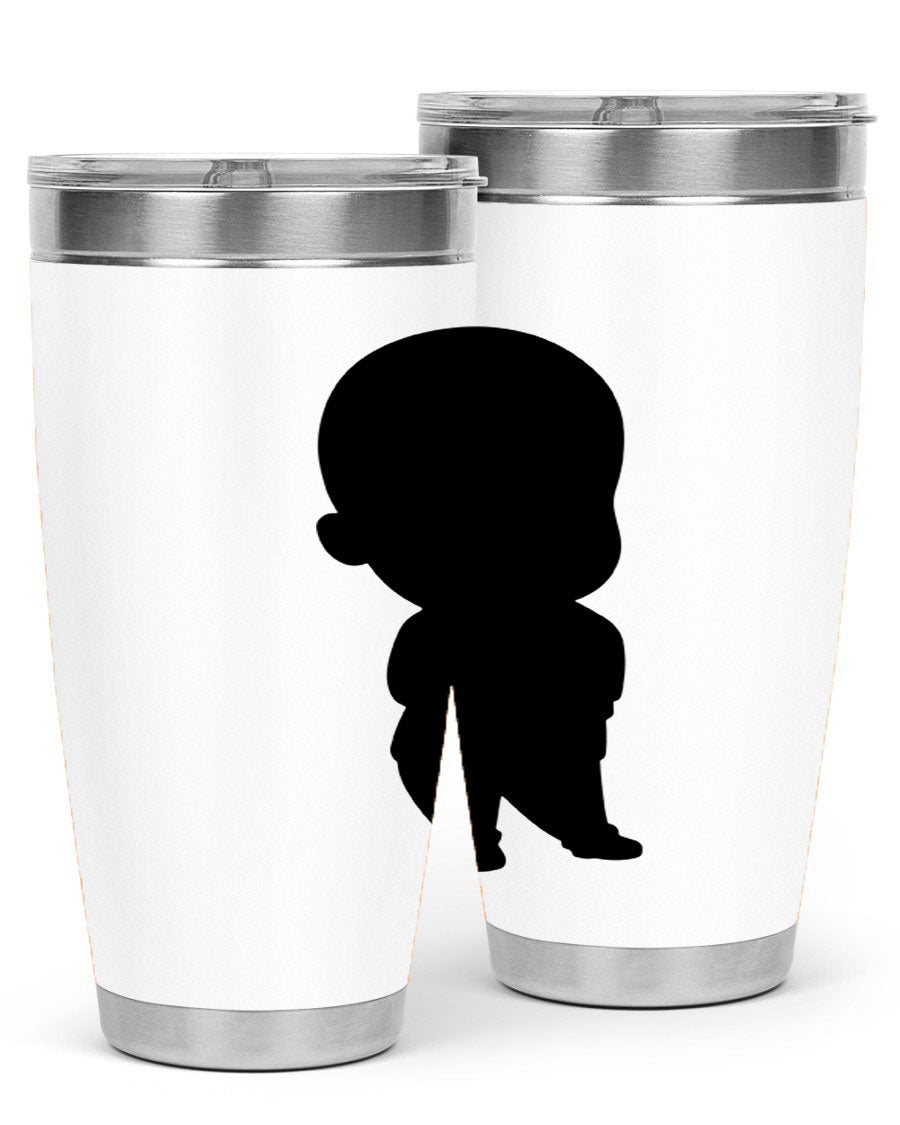 Black boy 14# tumbler, 20oz stainless steel with double wall vacuum insulation, featuring a press-in drink-thru lid.