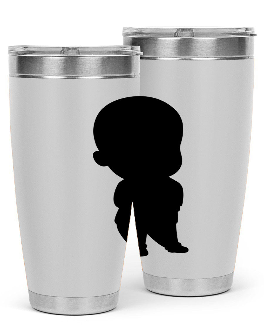 Black boy 14# tumbler, 20oz stainless steel with double wall vacuum insulation, featuring a press-in drink-thru lid.