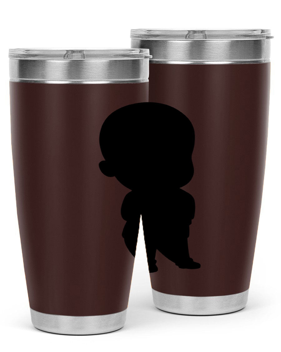 Black boy 14# tumbler, 20oz stainless steel with double wall vacuum insulation, featuring a press-in drink-thru lid.
