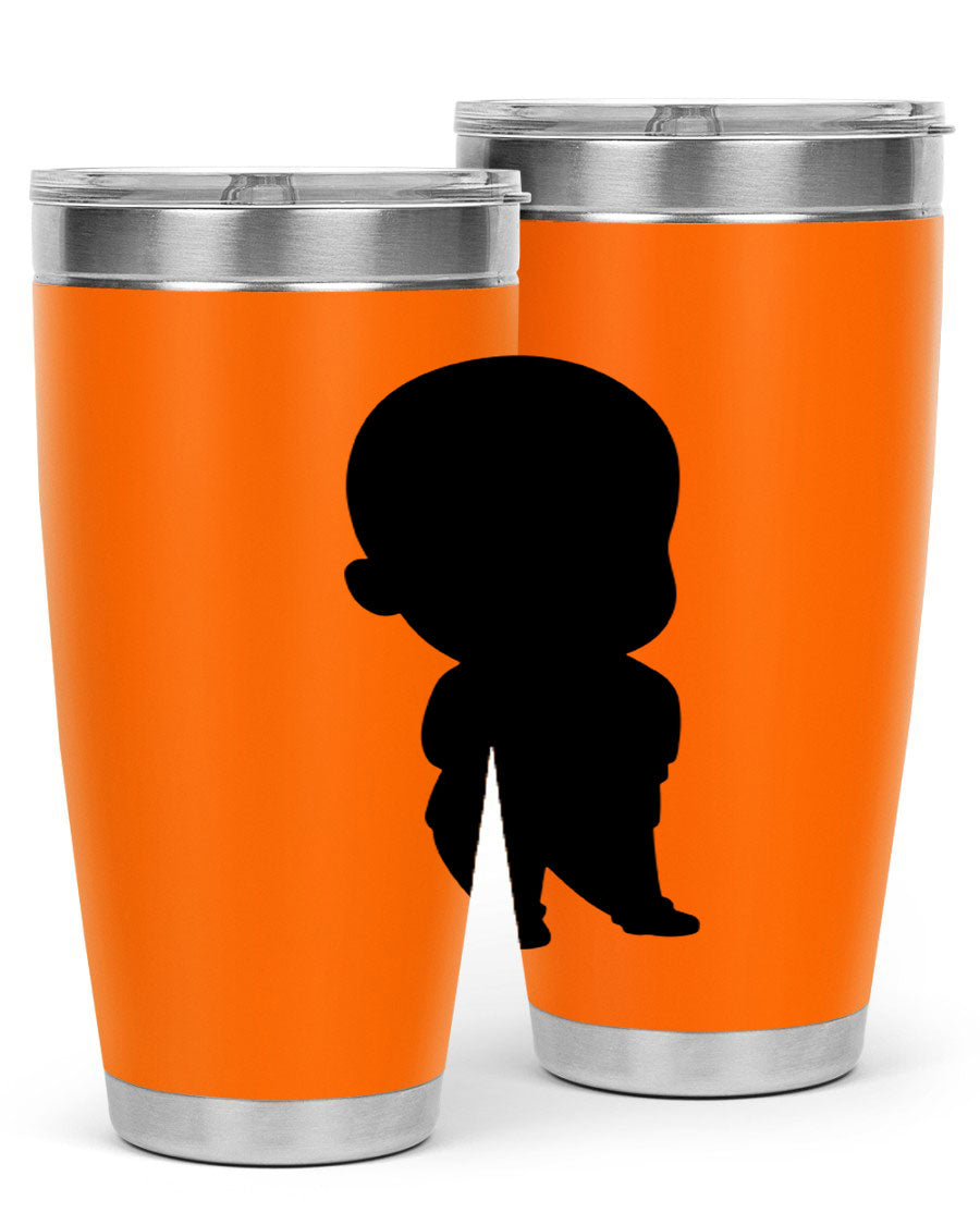Black boy 14# tumbler, 20oz stainless steel with double wall vacuum insulation, featuring a press-in drink-thru lid.