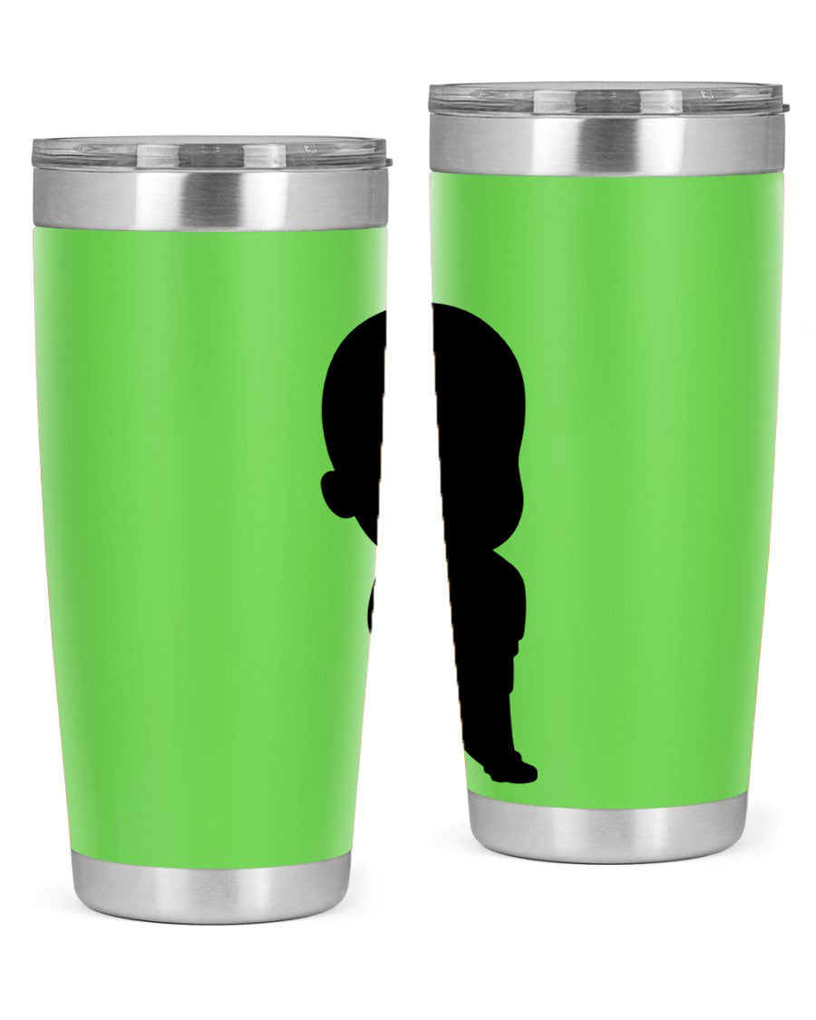 Black boy 14# tumbler, 20oz stainless steel with double wall vacuum insulation, featuring a press-in drink-thru lid.