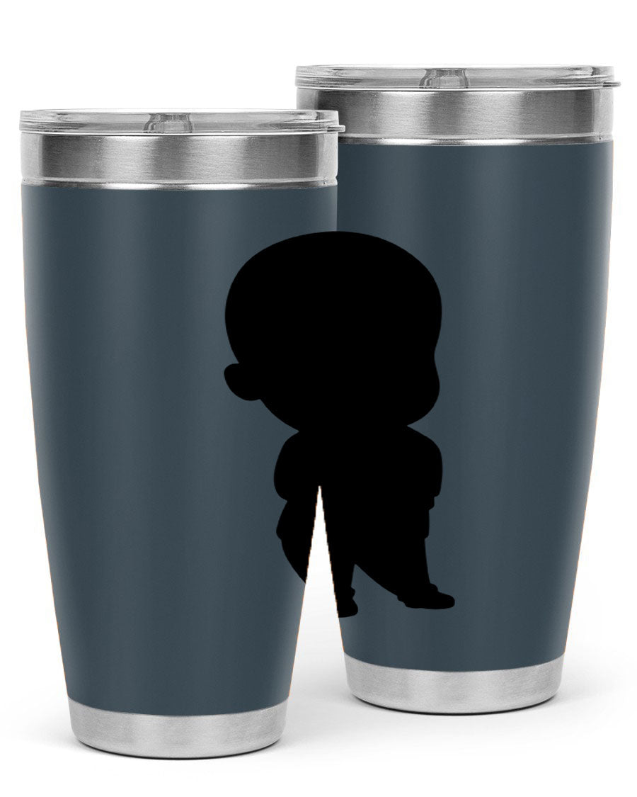 Black boy 14# tumbler, 20oz stainless steel with double wall vacuum insulation, featuring a press-in drink-thru lid.