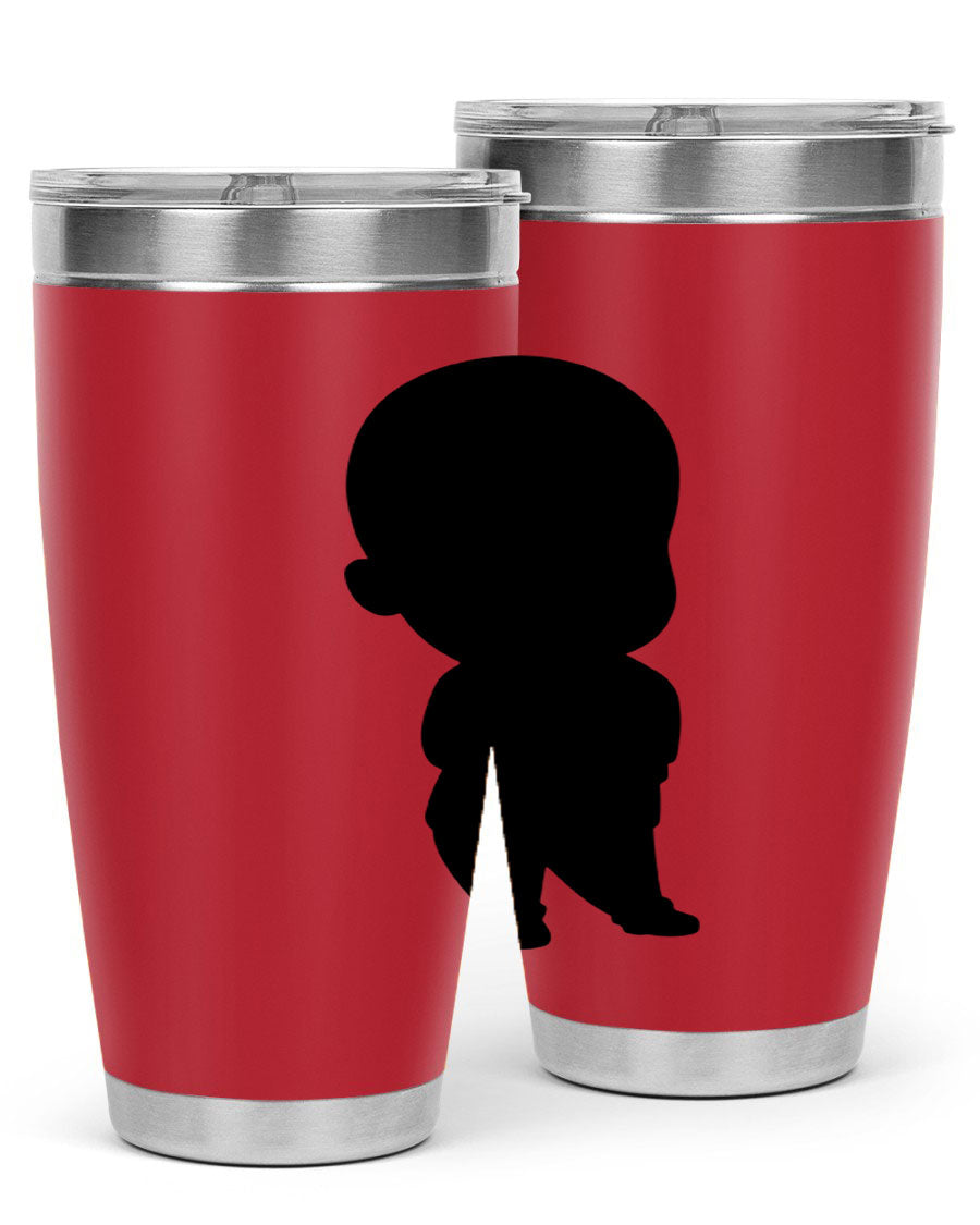 Black boy 14# tumbler, 20oz stainless steel with double wall vacuum insulation, featuring a press-in drink-thru lid.
