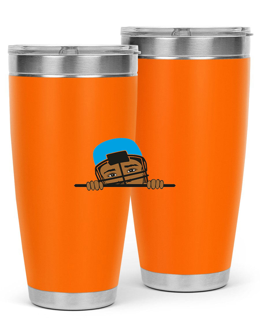 Black boy tumbler in 20oz and 30oz sizes, showcasing double wall vacuum stainless steel design with copper lining.