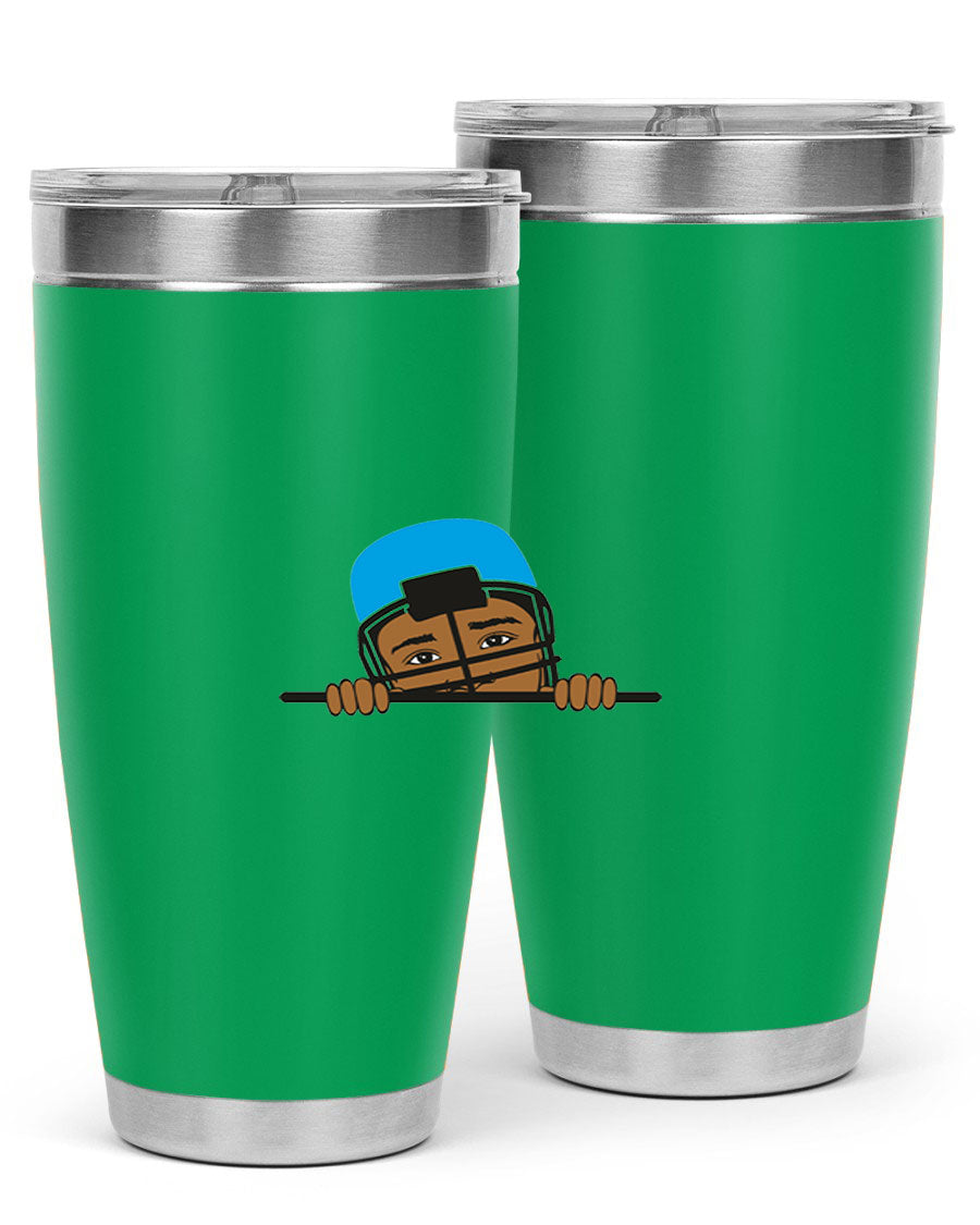 Black boy tumbler in 20oz and 30oz sizes, showcasing double wall vacuum stainless steel design with copper lining.