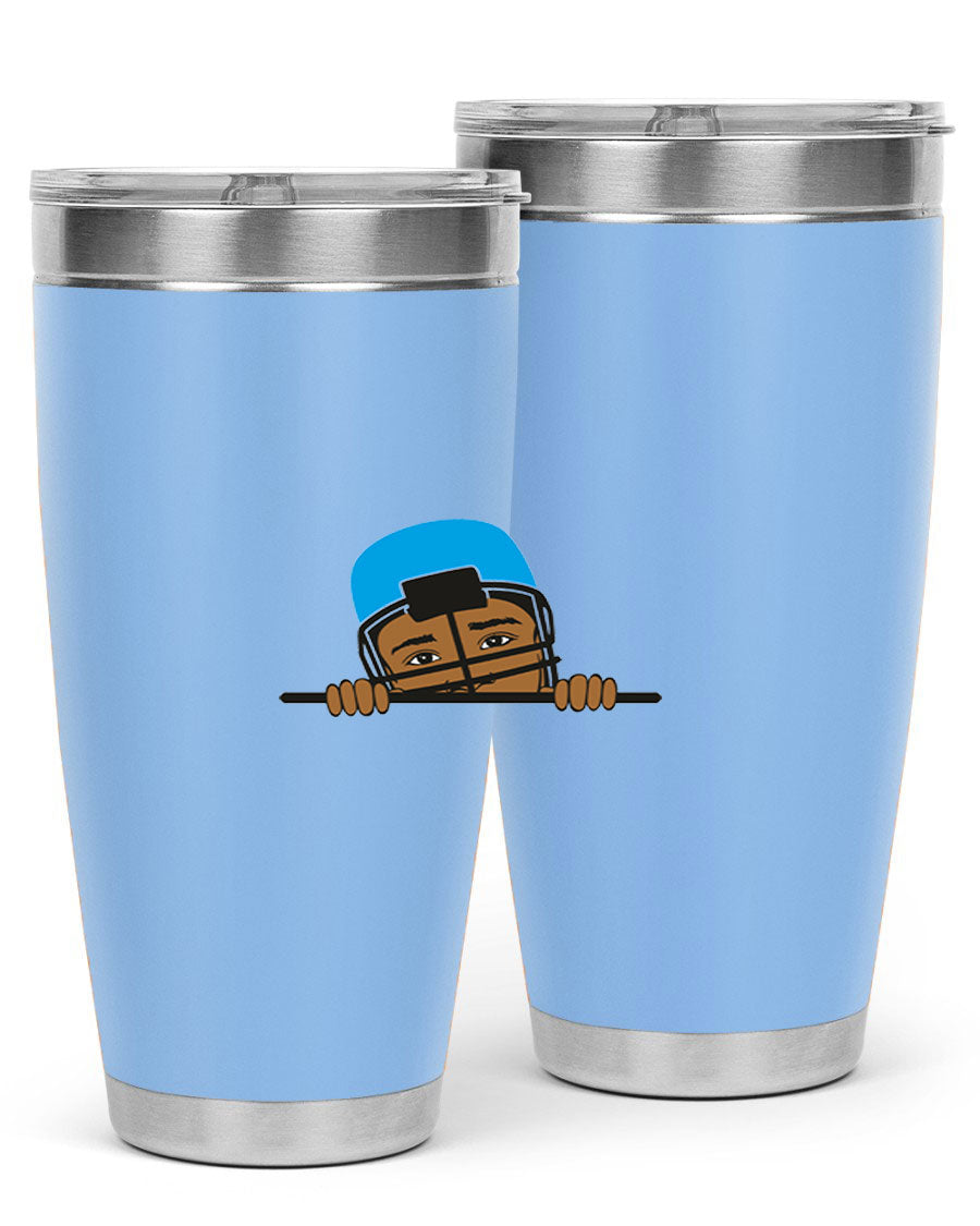 Black boy tumbler in 20oz and 30oz sizes, showcasing double wall vacuum stainless steel design with copper lining.